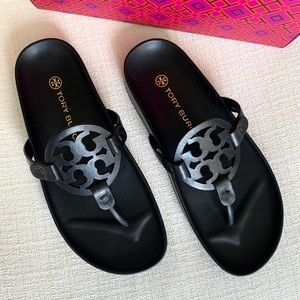 Tory Burch 🖤 NWT Black Leather Miller Cloud Sandals